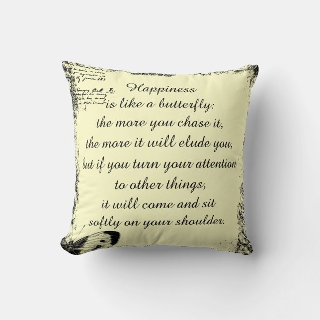 Coussin Citation du bonheur inspirationnel (Recto)