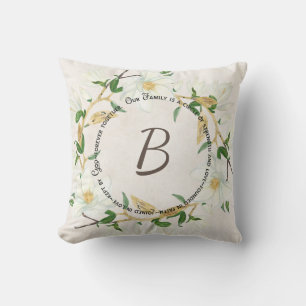 Coussin Citation et couronne Family Circle avec monogramme