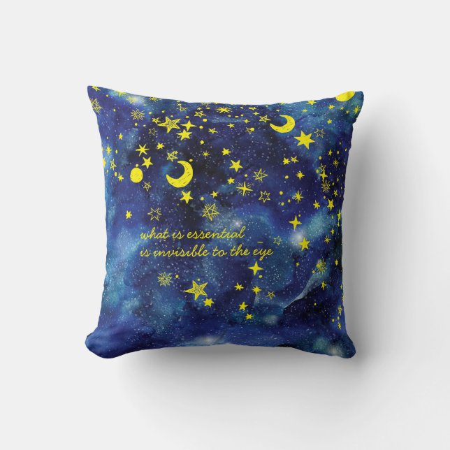 Coussin Citation et étoiles du Petit Prince Nom customisé (Recto)