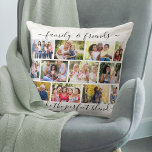 Coussin Citation famille et amis 12 Collage photo<br><div class="desc">Créez votre propre coussin photo avec 12 de vos photos préférées. Le design a une citation manuscrite élégante qui dit "famille & amis font le parfait mélange" et vous pouvez modifier ceci si vous le souhaitez. Le modèle photo est aménagé pour vous permettre d'ajouter vos propres photos, disposées dans une...</div>