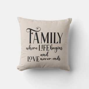 Coussin Citation famille Faux lin