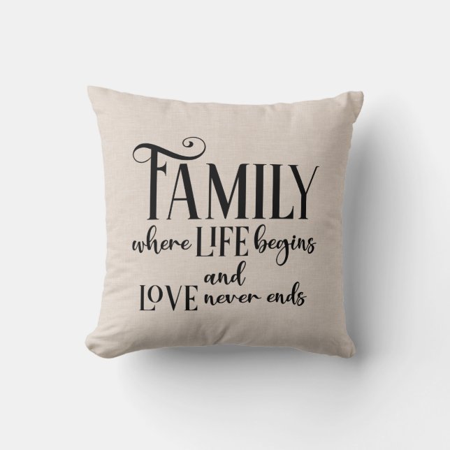 Coussin Citation famille Faux lin (Recto)