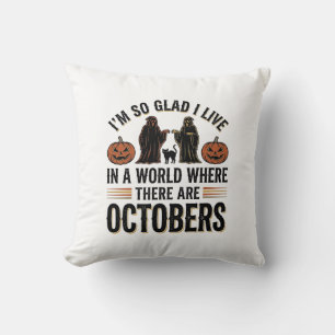Coussin Citation Halloween Vintage Octobre Dessin Chat Cit