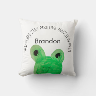 Coussin Citation inspirante de grenouille personnalisée mi