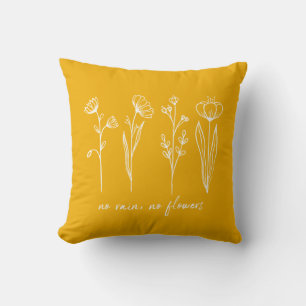 Coussin Citation Inspiration Minimaliste Floral Art Jaune