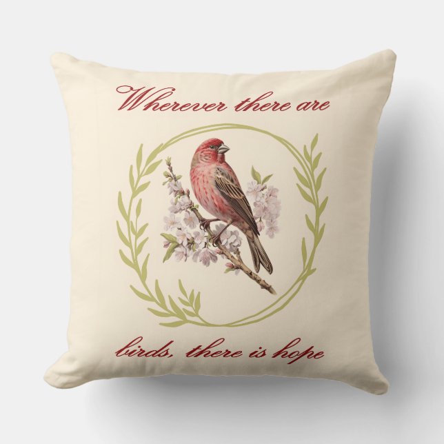 Coussin Citation Inspirationnelle d'Oiseaux, couronne de f (Recto)