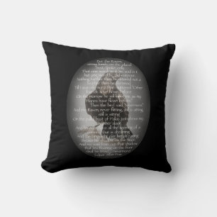 Coussin Citation Jamais Plus du Poème du Corbeau d'Edgar A