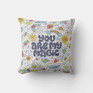 Coussin Citation Magique, Lettrage Décoratif Léger.