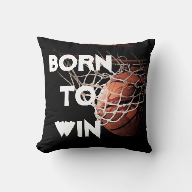 Coussin Citation motivationnelle disant Basketball né pour (Recto)