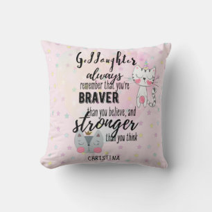 Coussin Citation Motivationnelle GODDAUGHTER Cat mignon Ro