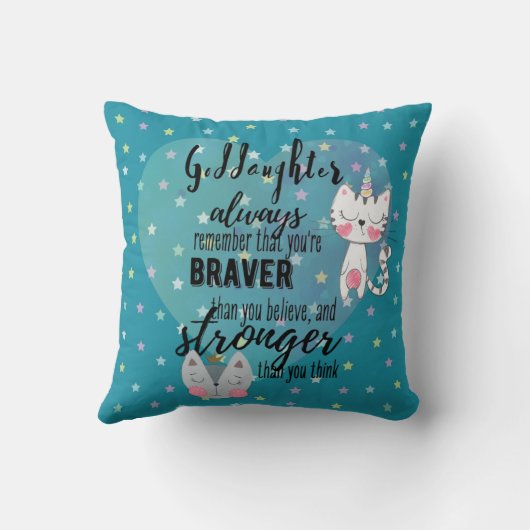 Coussin Citation Motivationnelle GODDAUGHTER Cat mignon Tu (Verso)