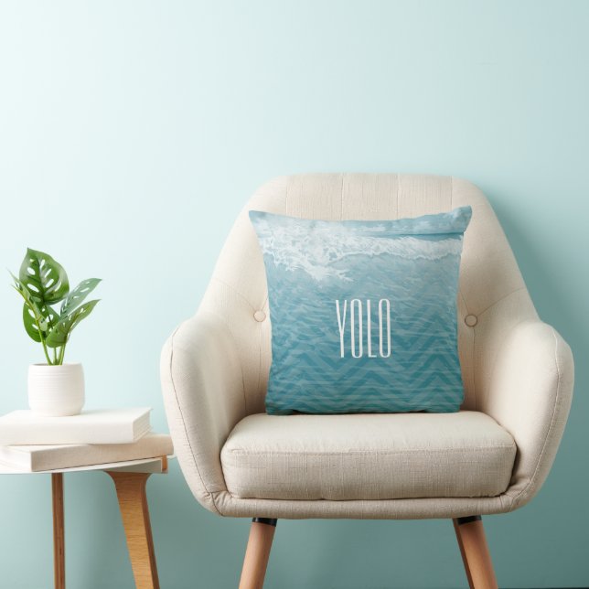 Coussin Citation Plage personnalisée YOLO Vous ne vivez qu (Chaise)