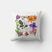 Coussin Citation positive Be Happy and garden flowers (Recto)