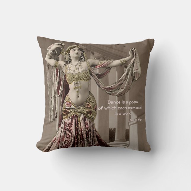 Coussin Citation vintage de danseur de Mata Hari (Recto)