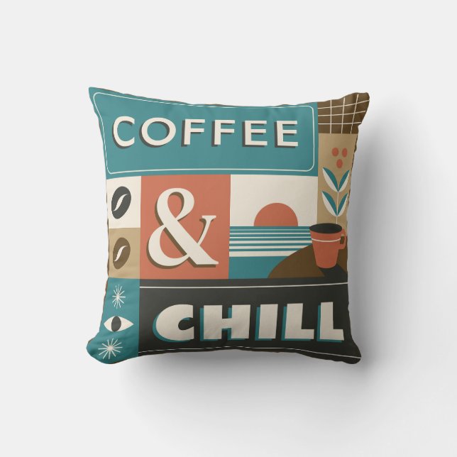 Coussin Citations de café coloré (Recto)