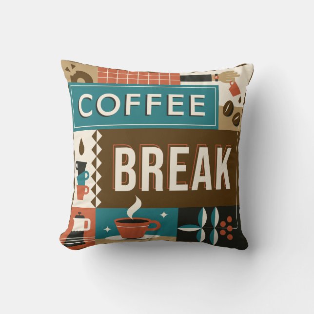 Coussin Citations de café coloré (Recto)