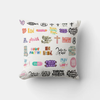 Coussin Citations de foi chrétienne colorées en collage