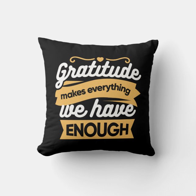Coussin Citations de la typographie de la Gratitude inspir (Recto)