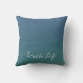 Coussin Citations de vie de plage Eau océanique bleue abst (Verso)