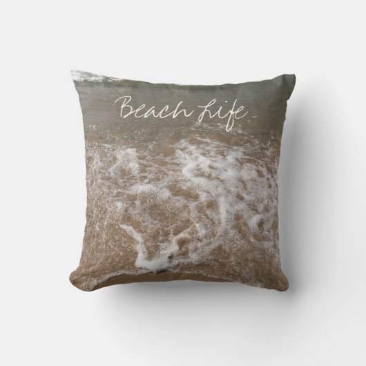 Coussin Citations de vie de plage Océan Eau Sableuse Mouss (Recto)