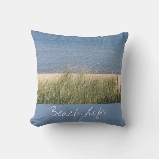 Coussin Citations de vie de plage Océan Rivage Bleu Blanc (Recto)