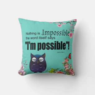 Coussin Citations de vie positive de chouette