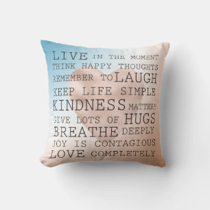 Coussin Citations Inspirationnelles Blue Brown Blush Heart