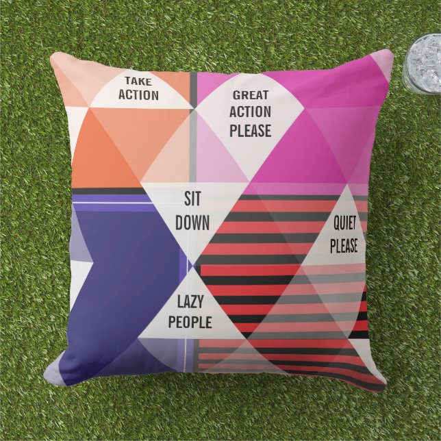 Coussin Citations motivationnelles colorées inspirées du m (Herbe)