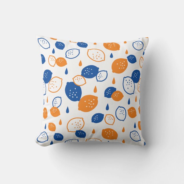 Coussin Citron bleu et orange Motif Jouer sur le thème des (Recto)