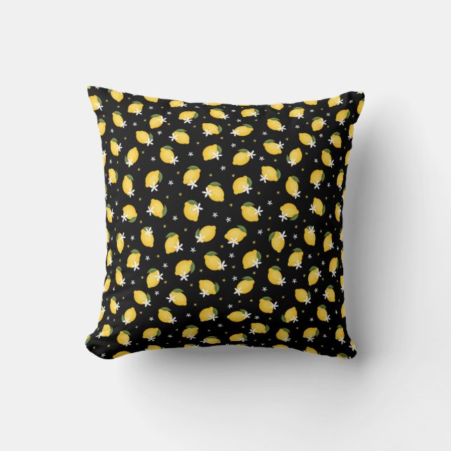 Coussin Citron d'agrumes de fruits sur arrière - plan noir (Recto)