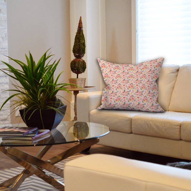 Coussin Citron Floral rose pivoine Motif rustique (Créateur téléchargé)