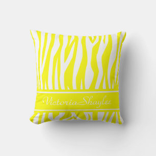 Coussin Citron jaune zèbre Imprimer avec texte personnalis
