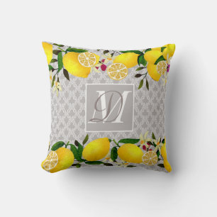 Coussin Citron Jours Motif Gris