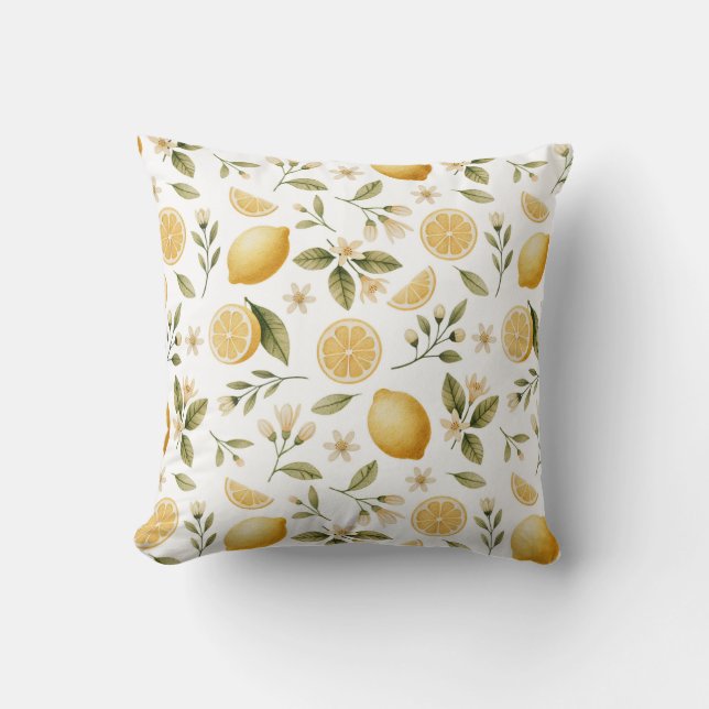 Coussin Citron - Motif - Aquarelle (Recto)