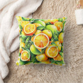 Coussin Citron orange botanique citrus géométrique (Couverture)