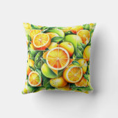 Coussin Citron orange botanique citrus géométrique (Verso)