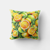 Coussin Citron orange botanique citrus géométrique (Recto)