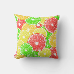 Coussin Citron, orange, pamplemousse et tranches de citron