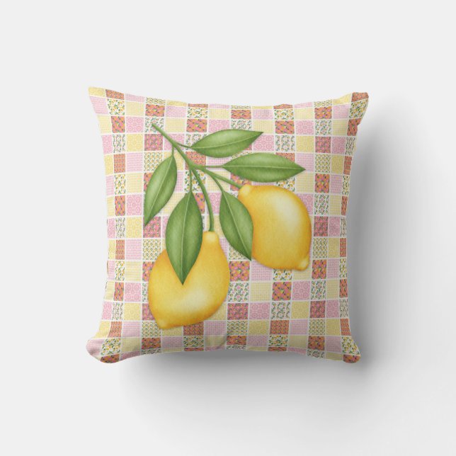 Coussin Citron Patchwork (Recto)