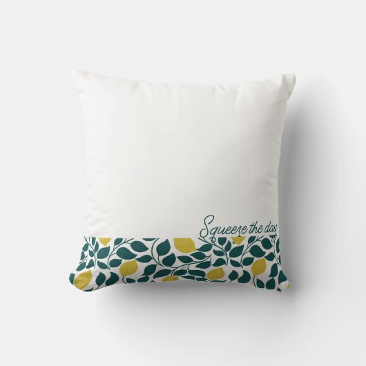 Coussin Citron Squeeze the Day, Citrus Dessiné à la Main (Recto)