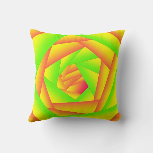 Coussin Citron Vert Orange Jaune Ombre Design Abstrait  (Verso)