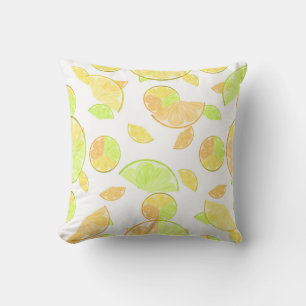 Coussin citron vert orange tranches fruits agrumes nature