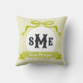 Coussin Citronnelle Vert Inversé Grec à Clé Arc Monogramme (Verso)