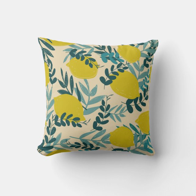 Coussin Citrons et feuilles, arrière - plan vintage. (Recto)