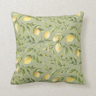 Coussin Citrons et Feuilles  Vert de la taille  Été lumi