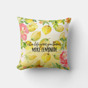 Coussin Citrons Pink floral ombre aquarelle inspirant