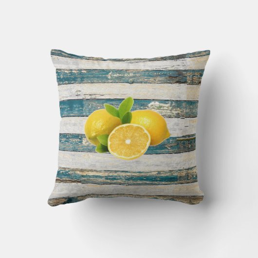 Coussin Citrons rustiques (bleus) (Verso)