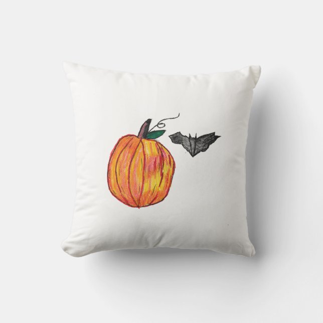 Coussin Citrouille avec chauve-souris grise (Recto)