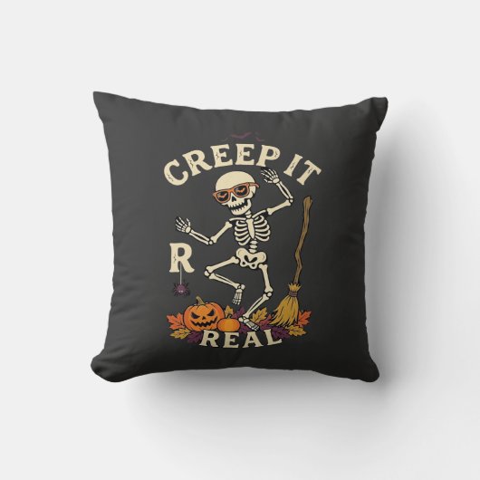Coussin Citrouille Balai de squelette dansant Creep It Rea (Recto)