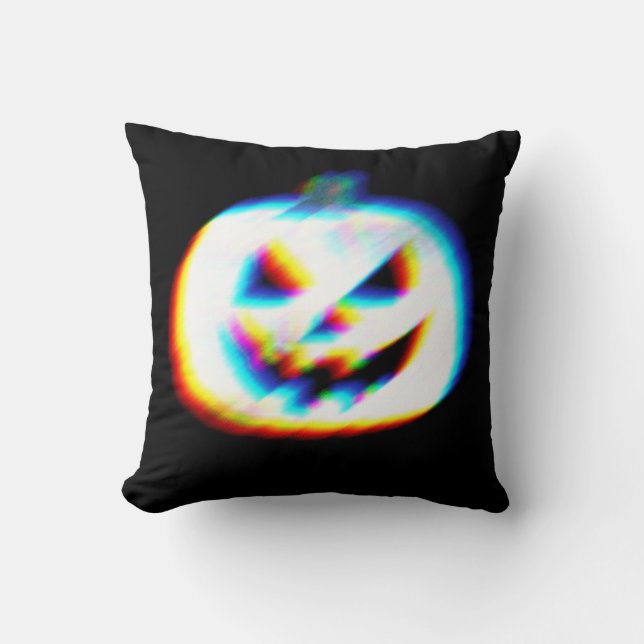 Coussin Citrouille blanc Glitchy EDM (Recto)